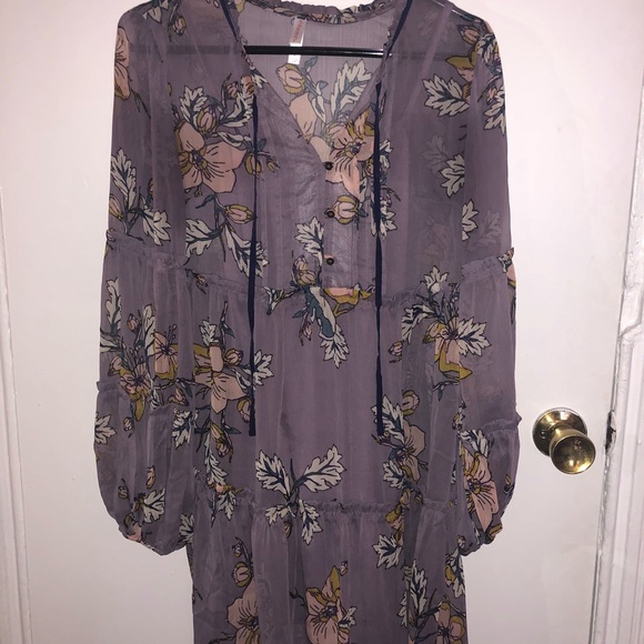 Long sleeve floral polyester dress - Picture 2 of 3
